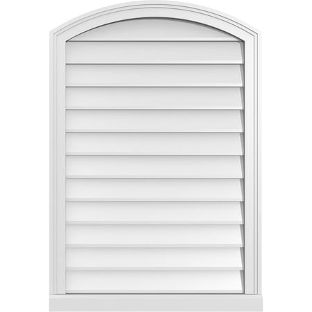 Ekena Millwork Arch Top Surface Mount PVC Gable Vent: Functional, w/ 2"W x 2"P Brickmould Sill Frame, 26"W x 38"H GVPAR26X3803SF